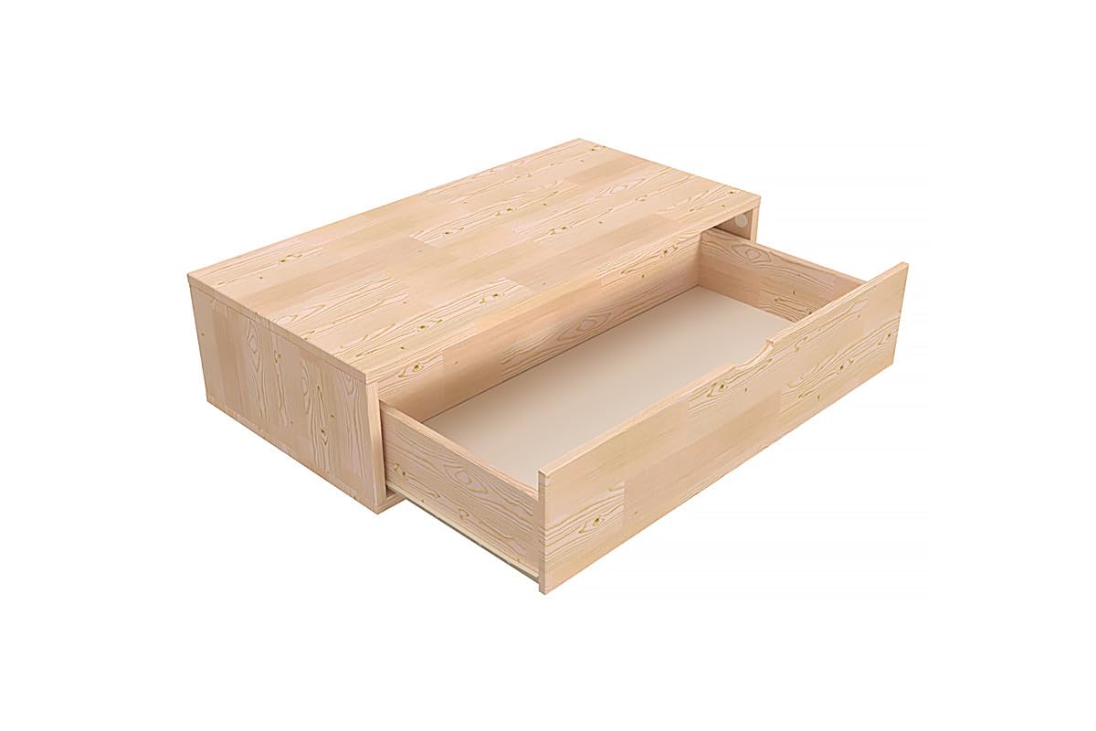 ABC MEUBLES - Cubo di Legno 100x50 cm + cassetto - CUBE100T - Legno Grezzo