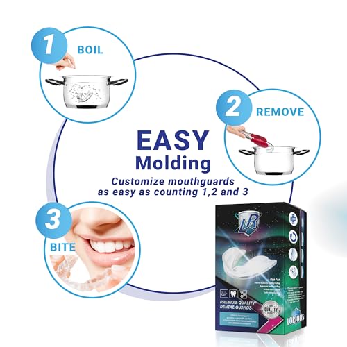 Image of Moldable Mouthguards Pack of 6 in 3 Different Sizes- Customizable, Moldable, Trimmable Dental Night Guard for Teeth Grinding, Clenching, Athletic Sports, and Whitening Tray