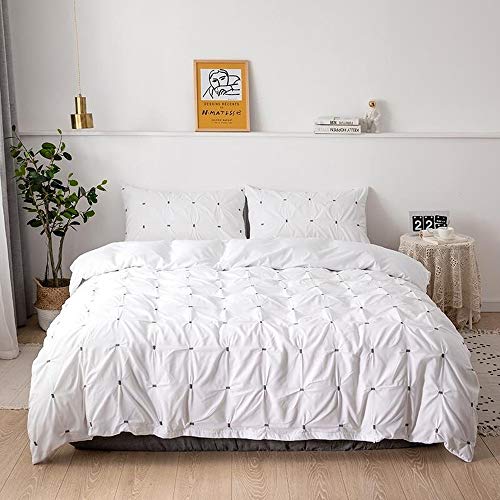 Housse de couette plissée blanc 220x240 cm parure de lit chic - 2