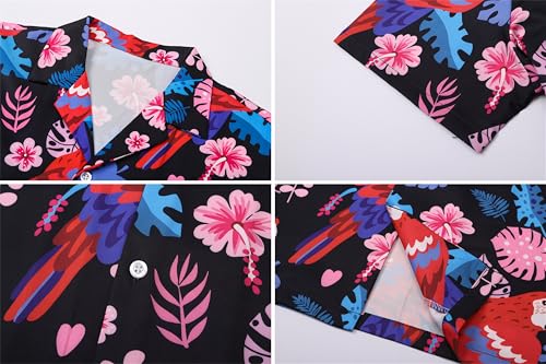 Image of SANGTREE Girls & Women's Hawaiian Shirts Button Down Short Sleeve Floral Tropical Shirt Beach Vacation Blouse Tops