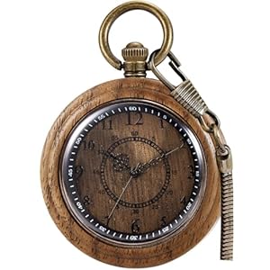 Tiong Wooden Pocket Watch,Customized Wooden Pocket Watches for Men Handmade Bamboo Wood Analog Quartz Custom Pocket Watch with Chain Gift for Father’s Day