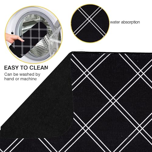 Image of Cutting EDGE Microfiber Dish Drying Mat - Water Absorbent & Reversible for Kitchen Utensils, Counter Top, Sink (Pack of 2, 50CM X 38CM - Black)
