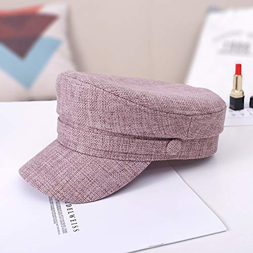 ngchengzhenanlia Sombrero Sombrero Mujer otoño sección Delgada Gorra Azul Marino Retro británica Gorra Plana Hembra Gorra Octogonal Salvaje Rosa Claro M (56-58cm)