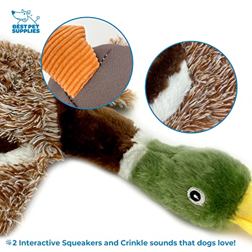 Image of Best Pet Supplies Dog Chew Toys for Small and Medium Dogs, Tough Interactive Squeaky Plush Stuffed Animal Toys - 3 Mallard Ducks Bundle