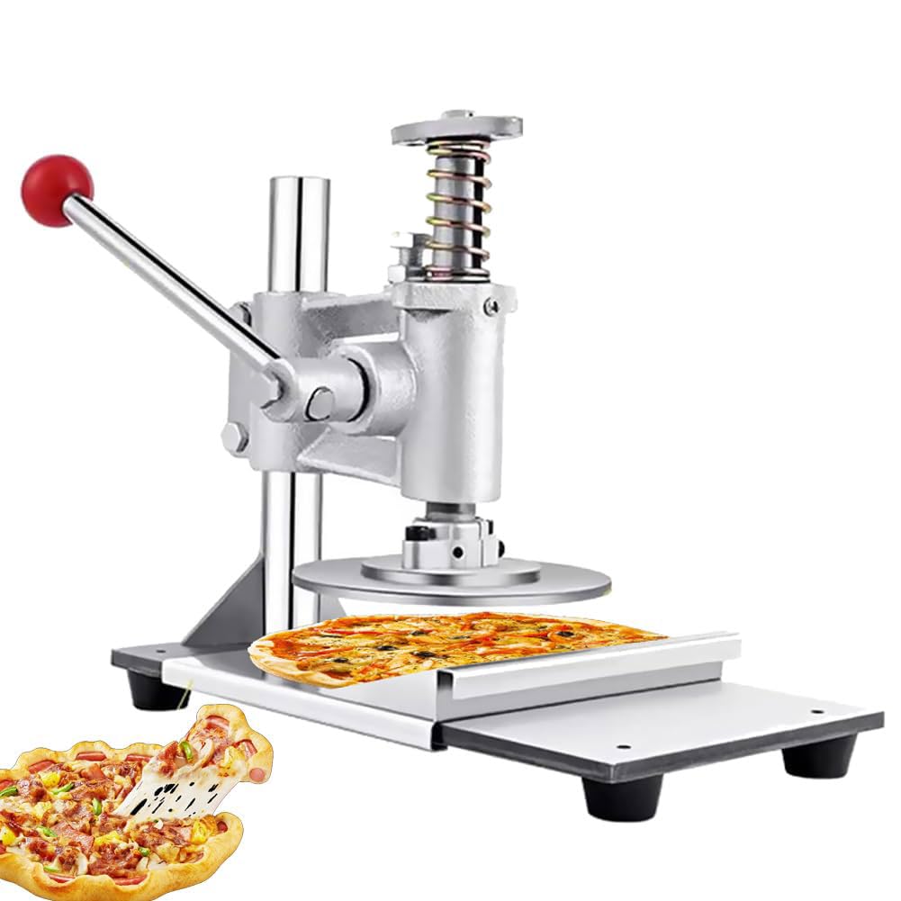 SAWEEZManual Stainless Steel Dough Press Machine, Adjustable Thickness, Commercial Stainless Steel Manual Press Machine, Pizza Dough Press Machine, for Pizza, Pie, Tortillas, Pastry, Kitchen Tool