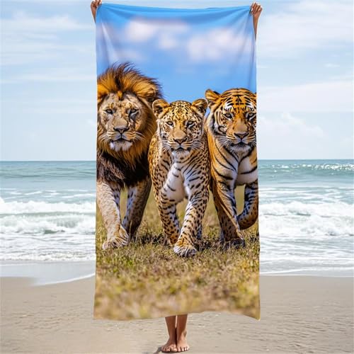 Animal Serviette de Plage 220x100 cm Grande Serviette de Plage Microfibre, Piscine Séchage Rapide, Anti Sable, Compacte Légère, Idéale comme Fitness, Voyages, Natation, pour Homme, Femme Lion W-858 Animal Serviette de Plage 220x100 cm Grande Serviette de Plage Microfibre, Piscine Séchage Rapide, Anti Sable, Compacte Légère, Idéale comme Fitness, Voyages, Natation, pour Homme, Femme Lion W-858