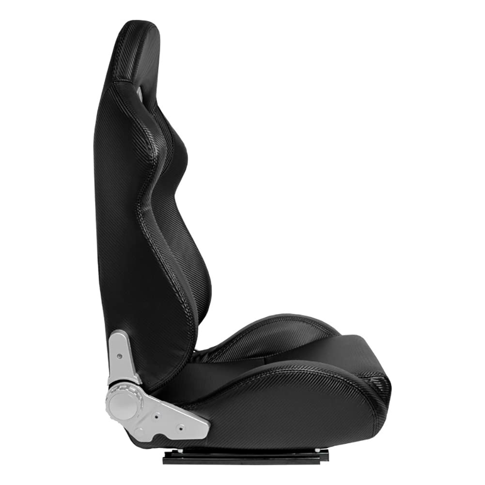 AutoStyle Siège baquet 'DS' - Look-Carboné Simili Cuir - Dossier réglable - incl. glissières