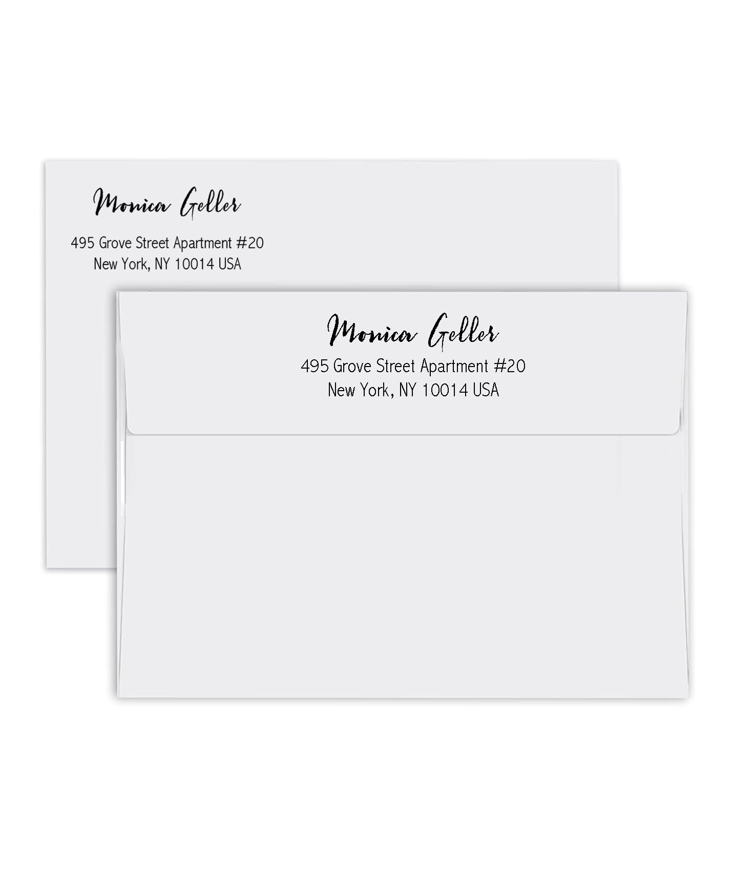 Personalized A7 Invitation Envelopes, Return Address Printed on Back Flap, Custom Printed for 4 x 6 or 5x7 Cards in White RSVP Envelpes, 50 Pack, Size