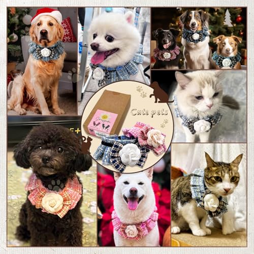 Tweed-Ruffles-Collar-Christmas-Dog-Cat-Bandanas-Pet-Scarf-for-Birthday-Gift-Premium-Durable-Fabric-Holiday-Costume-for-Small-Medium-Large-Dogs-Pink-Small Tweed Ruffles Collar Christmas Dog Cat Bandanas Pet Scarf for Birthday Gift Premium Durable Fabric Holiday Costume for Small Medium Large Dogs Pink Small