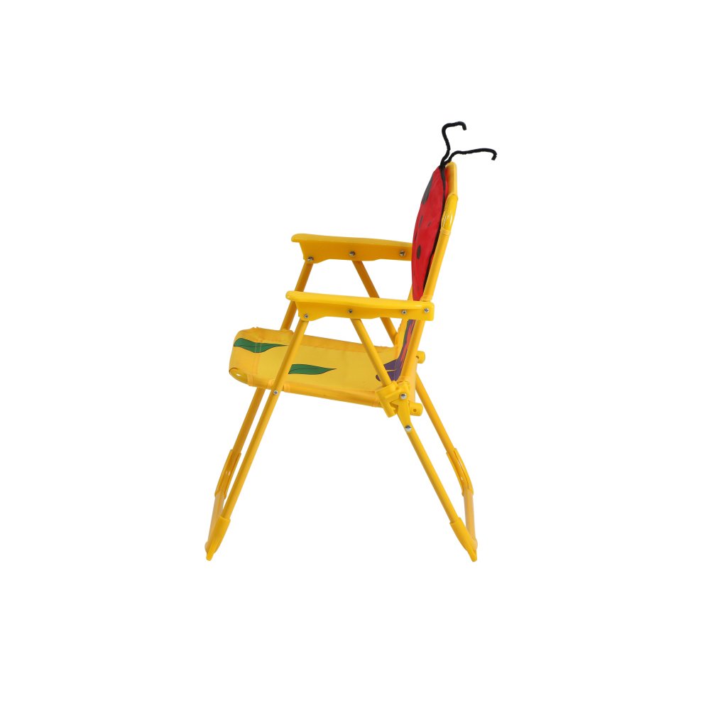 Siena Garden 672618 Marie Set pour Enfants 2 Fauteuils Pliants 1 Table + 1 Parasol Acier Motif de Coccinelle Jaune/Rouge