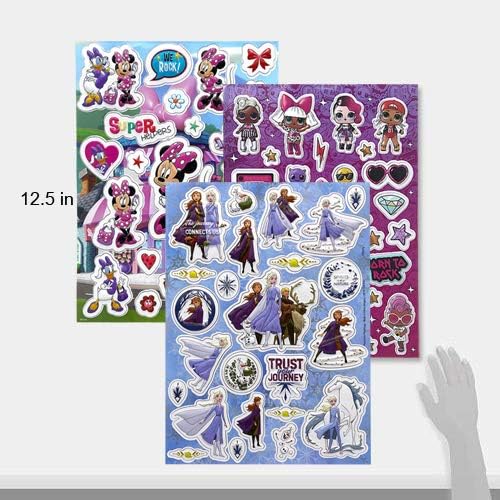 Miniatura 3 de Disney Calcomanías hinchadas 3D para niñas, paquete variado de 3 hojas, Disney Frozen, Minnie, LOL Diva Dolls para regalos, recuerdos de fiesta,