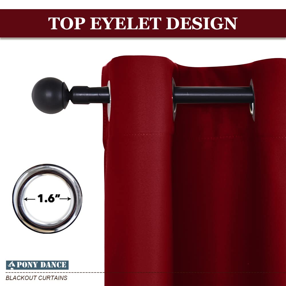 PONY DANCE Tenda Oscurante Camera da Letto Moderne Tende Termiche Isolanti per Soggiorno Blackout Curtain per Porta Interna 1 Pezzo L 140 x A 220 cm, Rosso