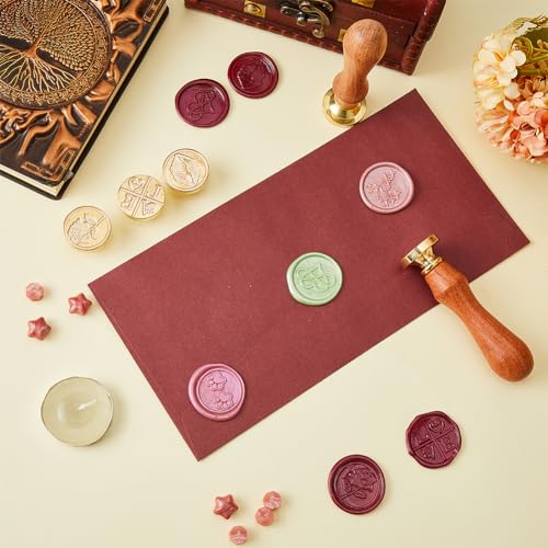 CRASPIRE 4 Styles Love Heart Wax Seal Stamp Head Rose 25mm Removable Brass Head Set including 1Pcs Wooden Sealing Stamp Handle for Wedding Valentine's Day Envelopes Invitations Gift Packing Wrap Decoration - Image 4