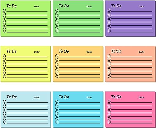 Adhesivas: paquete de 9 listas tareas pendientes, 50 hojas por bloc, 10 cm x 7 cm, notas adhesivas extrafuertes para oficina, hogar, escuela