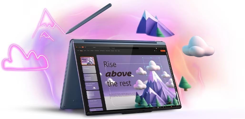 Lenovo Yoga 9i 2-in-1 Aura Edition Laptop with Intel Core Ultra 7 258V Processor,14” 2.8K 1,100 nits(HDR) OLED, Touchscreen Display, 32GB LPDDR5X-8533MT/s Memory, 1TB SSD, Wi-Fi 7, Pen, and Win 11 Pro