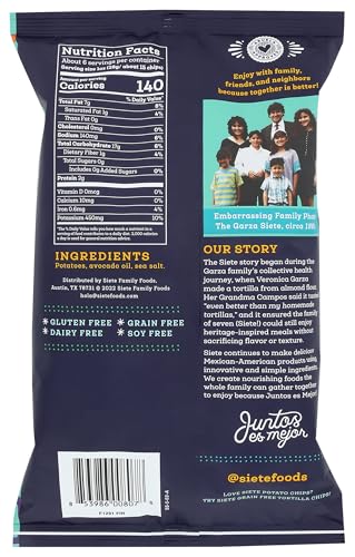 Image of Siete Family Foods Sea Salt Potato Chips, 5.5 oz Bag