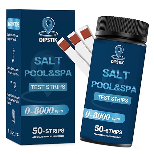 Saltwater Pool Test Strips, 0-8000 ppm, Salt Test Strips Kit for Sodium Chloride Swimming Pool and