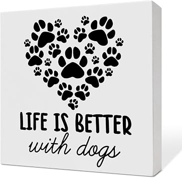 Dog Decor, Dog Decorations for The Home Bedroom Dog Room, Dog Decor for Home Office Desk, Dog Gifts for Dog Lover Dog Owner, Dog Lover Owner Gifts for Women Men, Dog Wooden Box Sign, Life Is Better