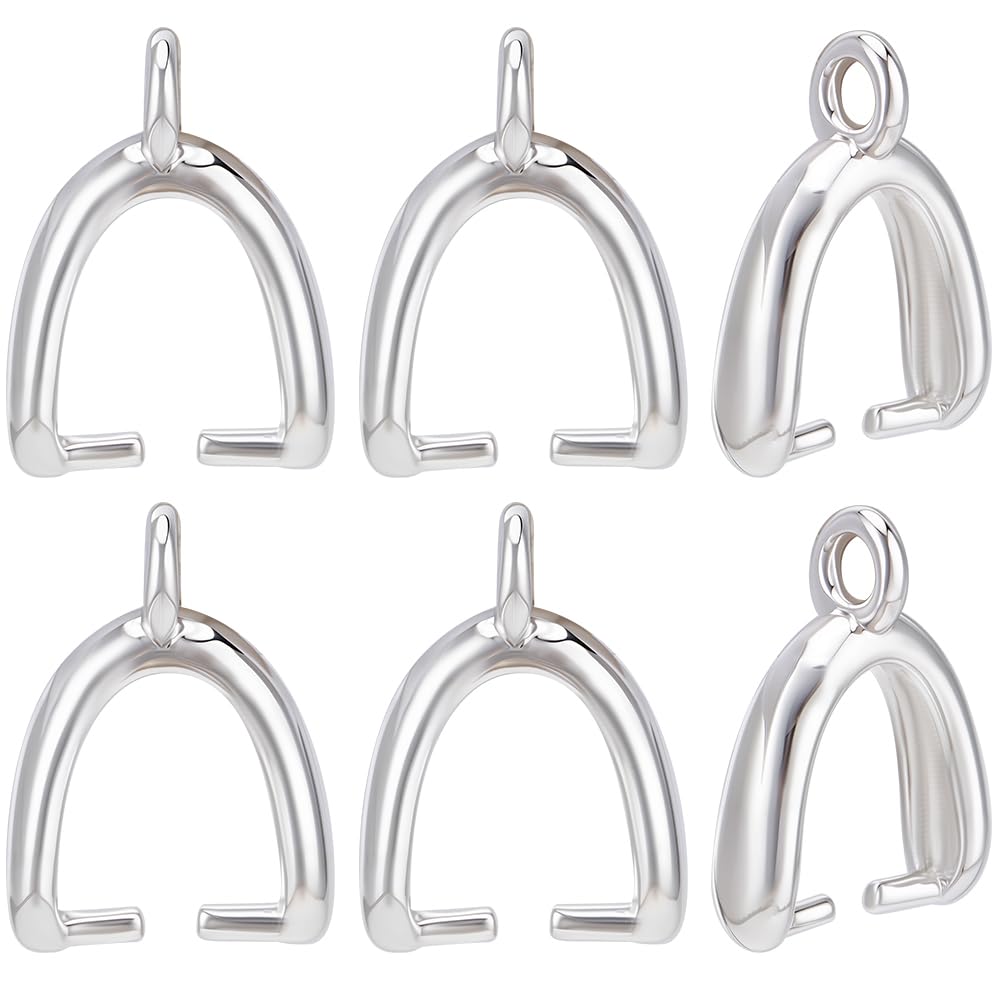 Beebeecraft 1 Box 30Pcs Pinch Bails 925 Sterling Silver Plated Small Clip On Bails for Pendents Jewelry Making Findings Necklace Earring DIY Craft