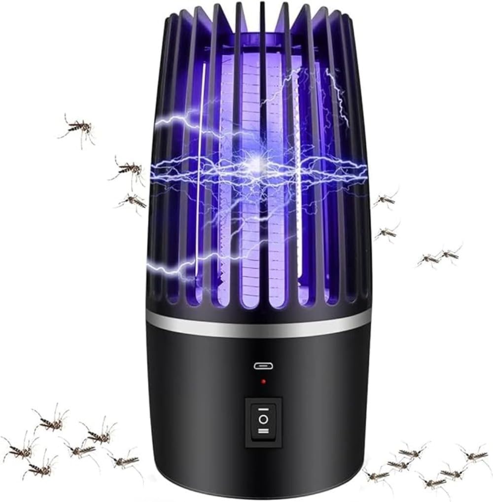 Powerful USB Rechargeable 2-in-1 Portable Mosquito Killer for Indoor Outdoor Travel Camping with 2000mAh Big Capacity and Easy To Use Electric Mosquito Lamp