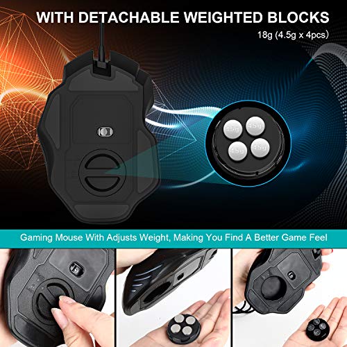 Mouse USB, TedGem Mouse Gaming Mouse con Filo Mouse Gaming USB FINO A 7500 DPI, 7 Pulsanti Programmabili, Mouse da Gioco Ergonomici per Windows XP, Vista, WIN7, WIN8, Win10, MAC