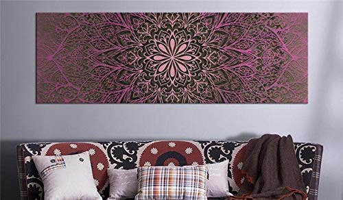 Diamond Embroidery Full Kits DIY 5D Diamond Painting for Adults/Kids Purple Abstract Mandala Flower 30x90cm Large Full Drill Crystal Rhinestone Cross Stitch Diamond Art Craft for Bedroom Wall Decor
