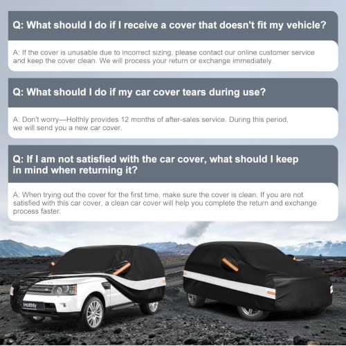 Image of 10 Layers SUV Car Cover Custom Fit for Land Rover Range Rover Sport (2005-2026), Waterproof All Weather for Automobiles, Outdoor Full Cover Sun Dust Rain Protection with Cotton. Black