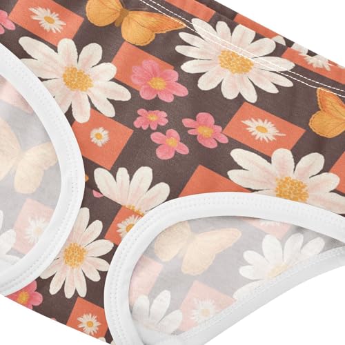 Wusikd Checkered Butterfly Girls' Underwear Cotton Daisies Girls Briefs Soft Toddler Underwear 2T4