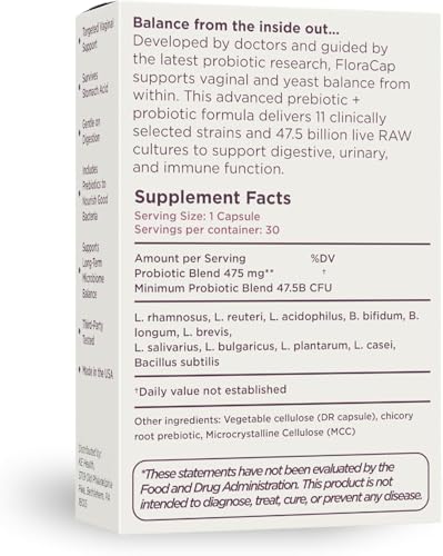Image of FloraCap Vaginal Probiotics for Women - 60 Oral Capsules - Heale Doctor Formulated Probiotics for Feminine Health, pH, Urinary Tract & Healthy Vaginal Flora - Reduce Odor, Itching, & Discomfort