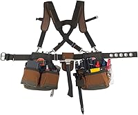 Vista 5 de Bucket Boss - AirLift Tool Belt with Suspenders, Tool Belts - Original Series (50100) with 12 pockets, Brown , 52 Inch