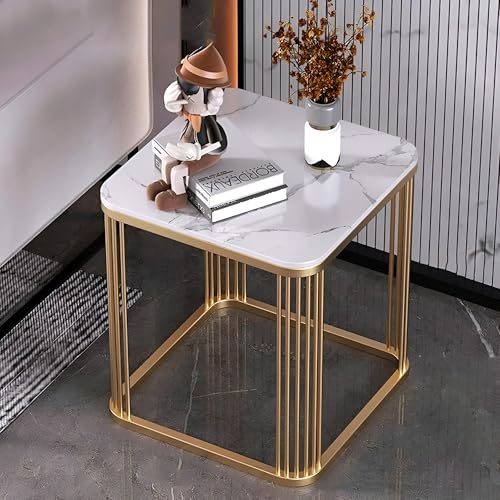 Image of Square Coffee Table and End Table for Living Room, Bedroo Coffee Table Balcony Garden, etc with Open Storage, Engineered Wood Surface Top (Golden-)