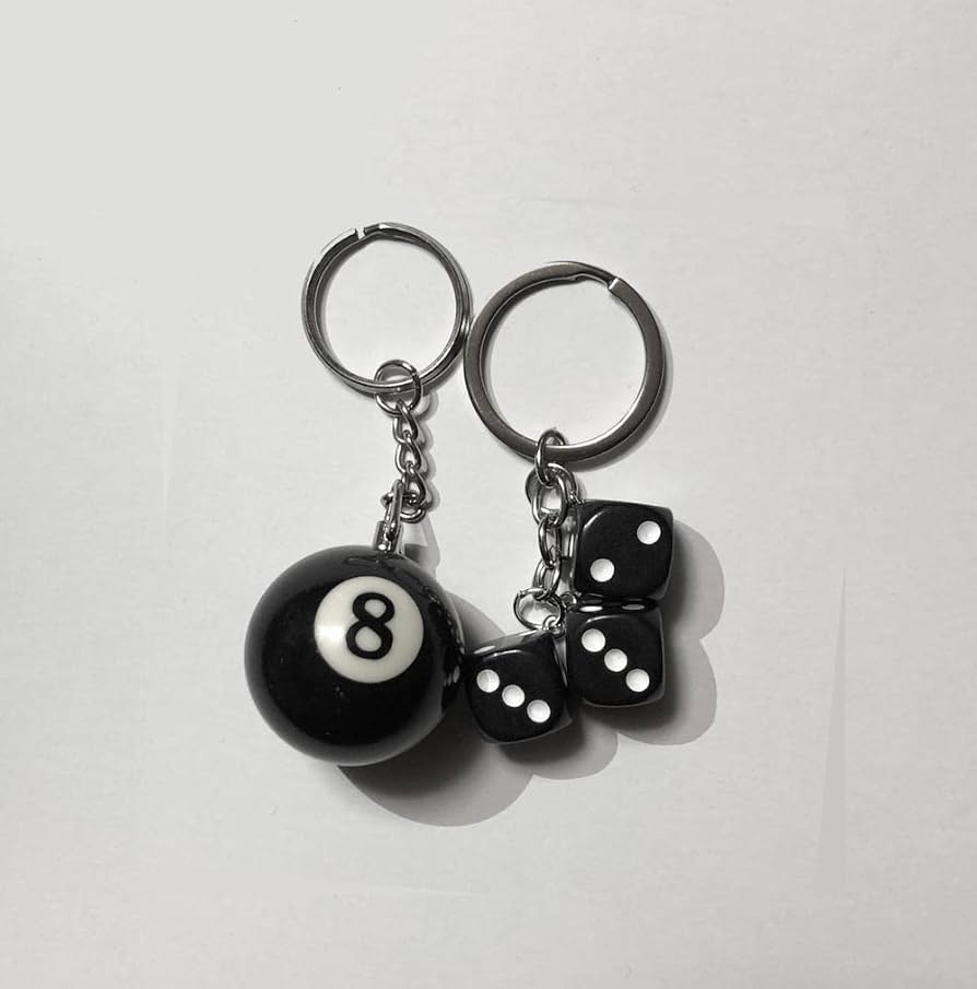 Amazon | 8ボール ＆ サイコロ キーホルダー ビリヤード エイトボール