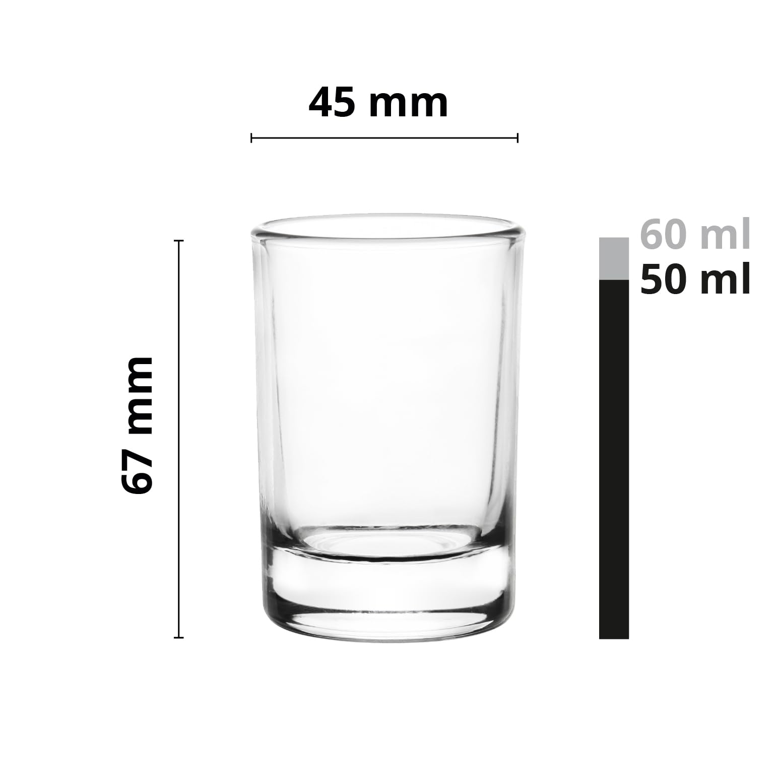 Glasmark KROSNO 1992 Schnapsgläser Shotgläser mit Schwerem Boden Set 12 Stück 60 ml Transparent Spülmaschinenfest, Durchsichtig, Klar