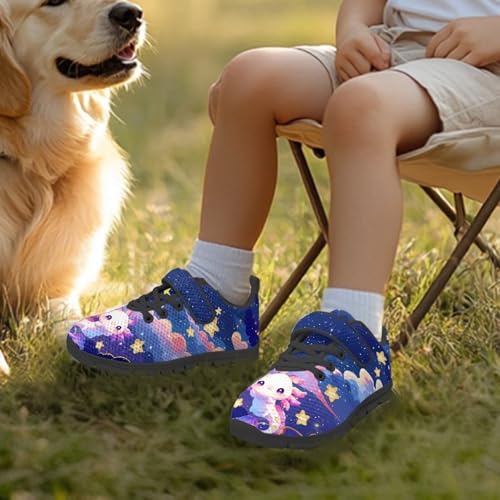 Boys Girls Sneakers Kids Lightweight Breathable Strap Athletic Running Shoes for Little Kid/Big Kid Axolot Star Cloud Sky Pattern3