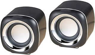 Ezeey 3.5mm Mini Square Wired Speaker Box Computer Speakers Portable USB Notebook Speaker Multimedia Desktop Speaker Powered by USB for Tablet Computer Laptop Smartphone (Black)