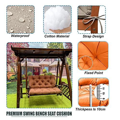 SADWF Outdoor-Bankkissen, wasserdichte Veranda-Schaukelkissen-Platzierung Mit Rückenlehne, Outdoor-Schaukelkissen 2–3-Sitzer Mit Bändern – Bild 3
