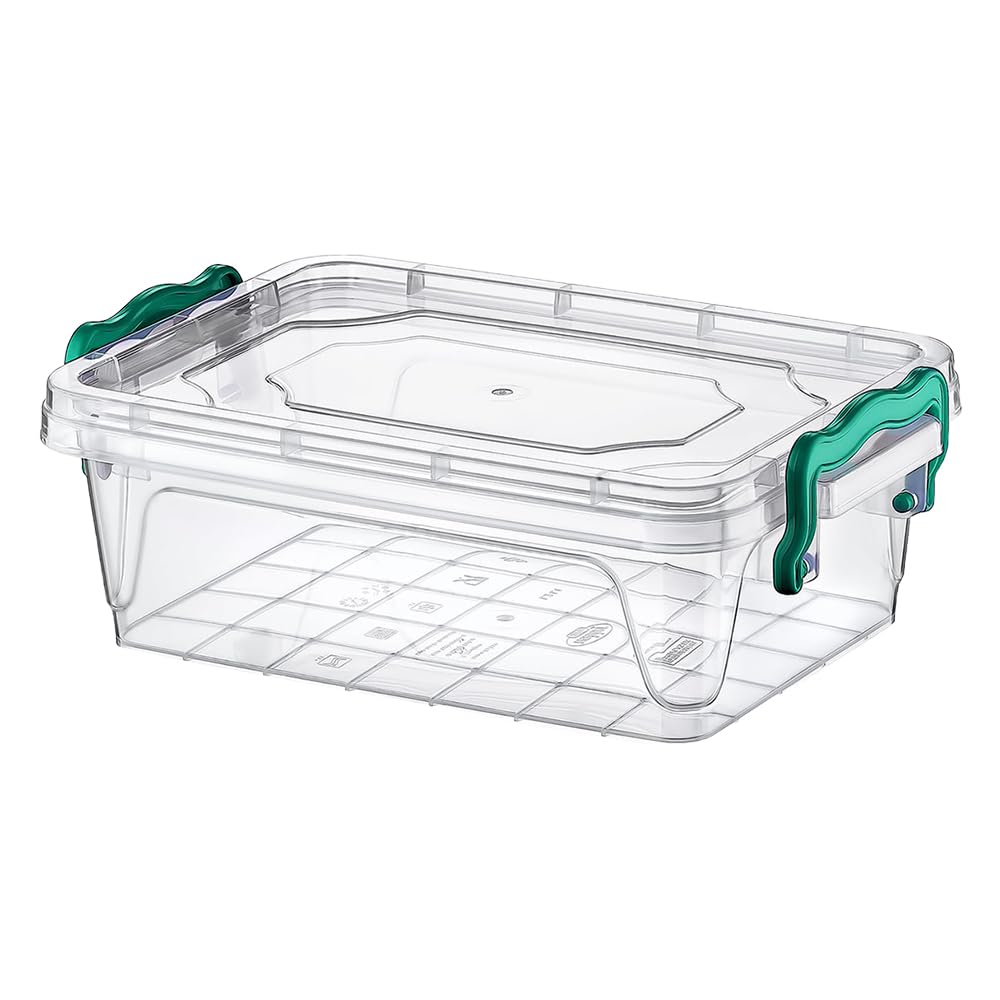 Concept4u 1.2 Liter Plastic Storage Box with Lid Clip Multipurpose Clear Rectangle Container Transparent Heavy Duty Stackable Box Ideal for Home, Office, Kitchen, Food, Toys, Closet, Animal Feed