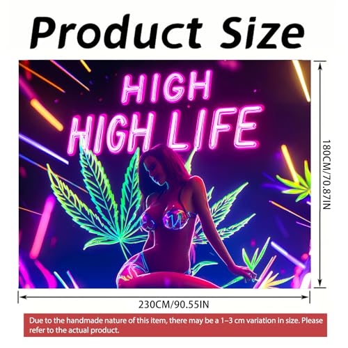 Image of Nuxovilar Neon Girl Wall Tapestry Polyester 90.55 inchx70.86 inch In | Glow Poster Trippy Wall Art Fashion Decor UV Backdrop Living Room Bedroom Lounge Space Room (Neon Girl Scene)