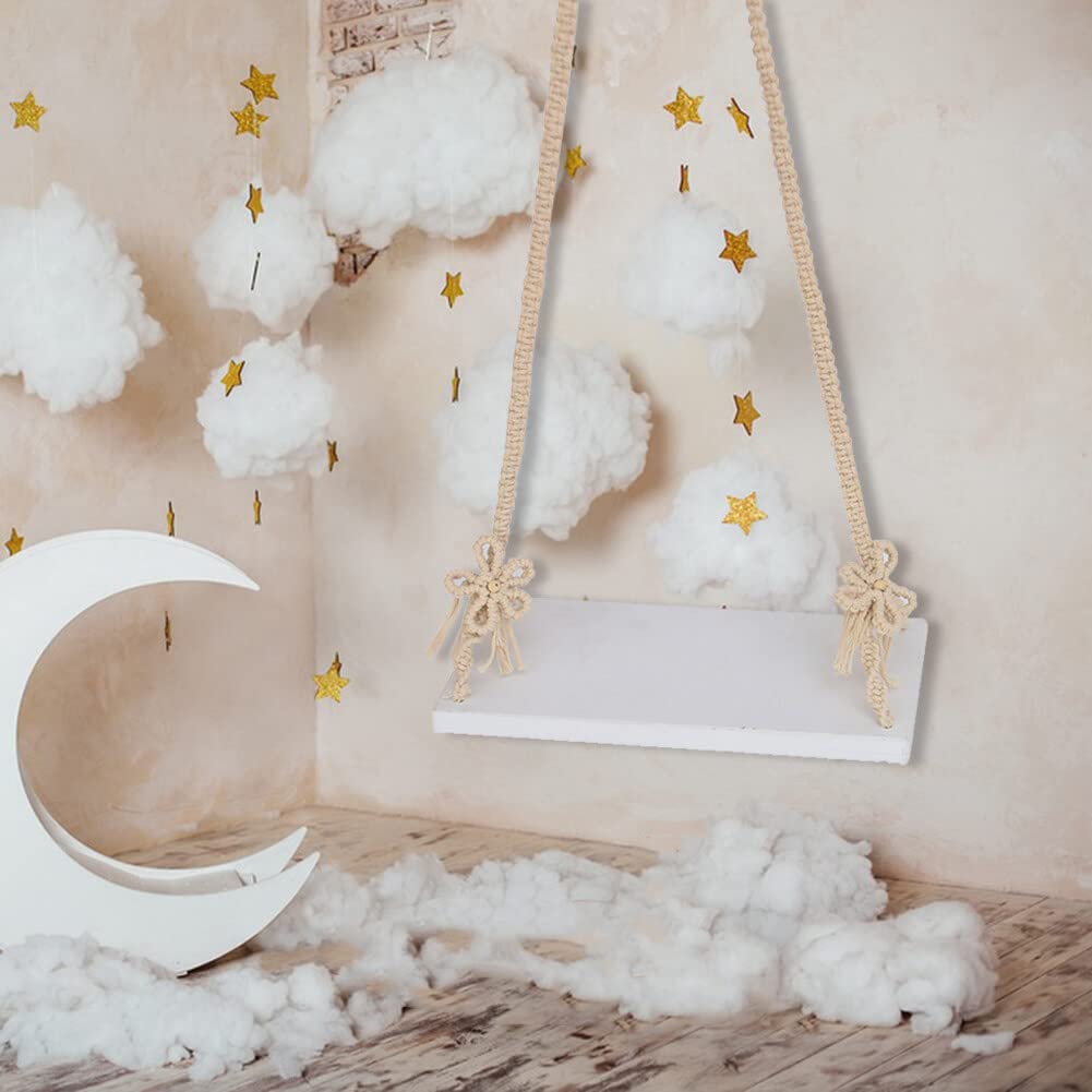 URFEDA Bébé Balançoire Nouveau-Né Garçon Filles Accessoires De Photographie Balançoire en Bois Bébés Meubles Photo ThèMe Accessoires Accessoires pour Studio Photo Shooting Bébé Accessoires Nature
