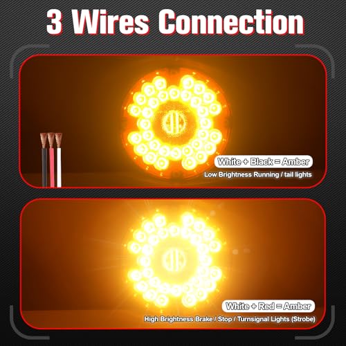 Image of 2PCS 7 inch 36 LED Round Trailer Tail Lights (Amber)