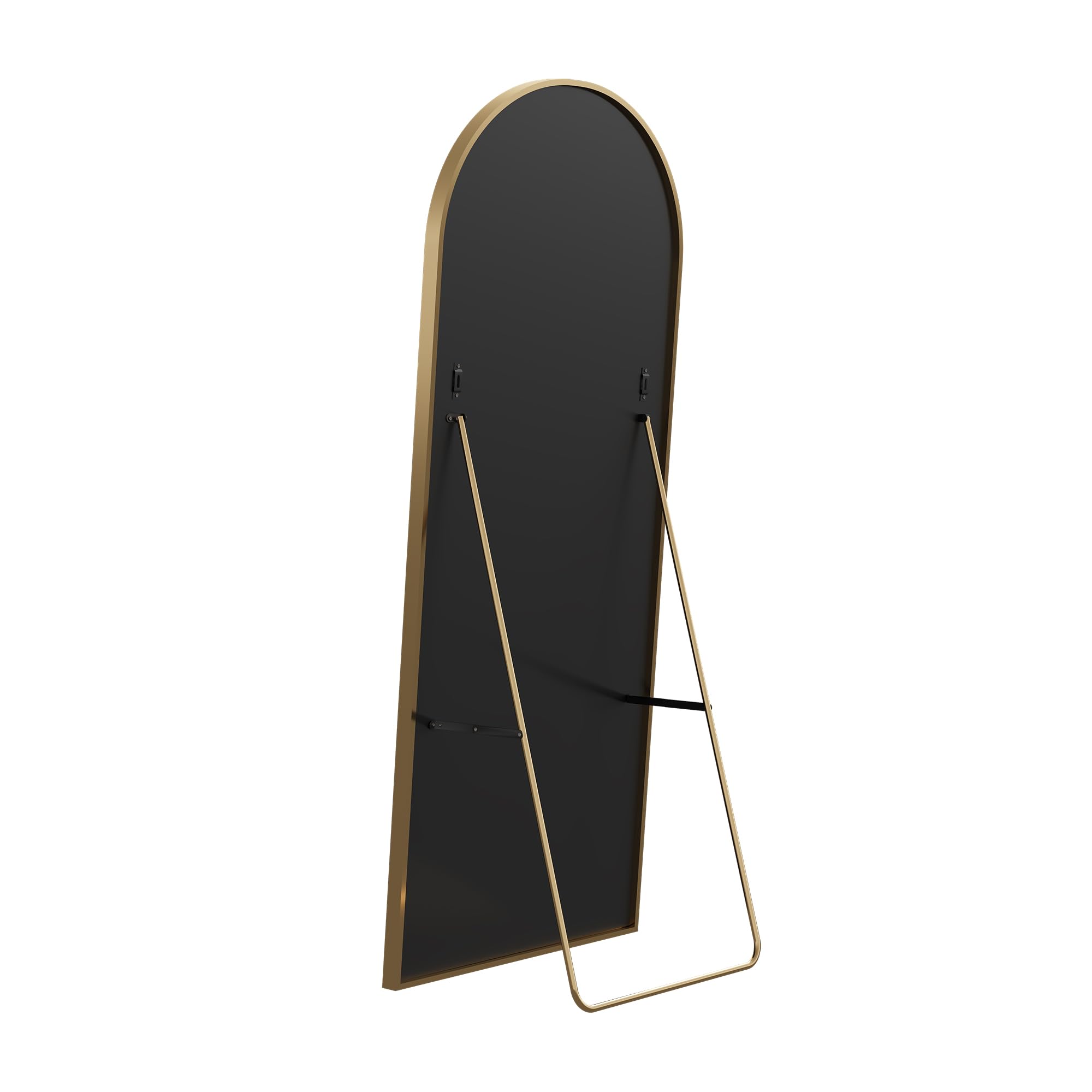 Ganzkörperspiegel, 177x 77cm Gewölbter Standspiegel Groß in Voller Länge, Wandspiegel mit Aluminiumlegierung Rahmen und Bruchsichere Glas, Bodenspiegel für Wohnzimmer, Ankleide, Gold