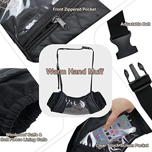 MDSTOP Outdoor Hand Warmer Muff Fits for Hunting, Fly Fishing, Camping, Hiking (Upgrade Black)