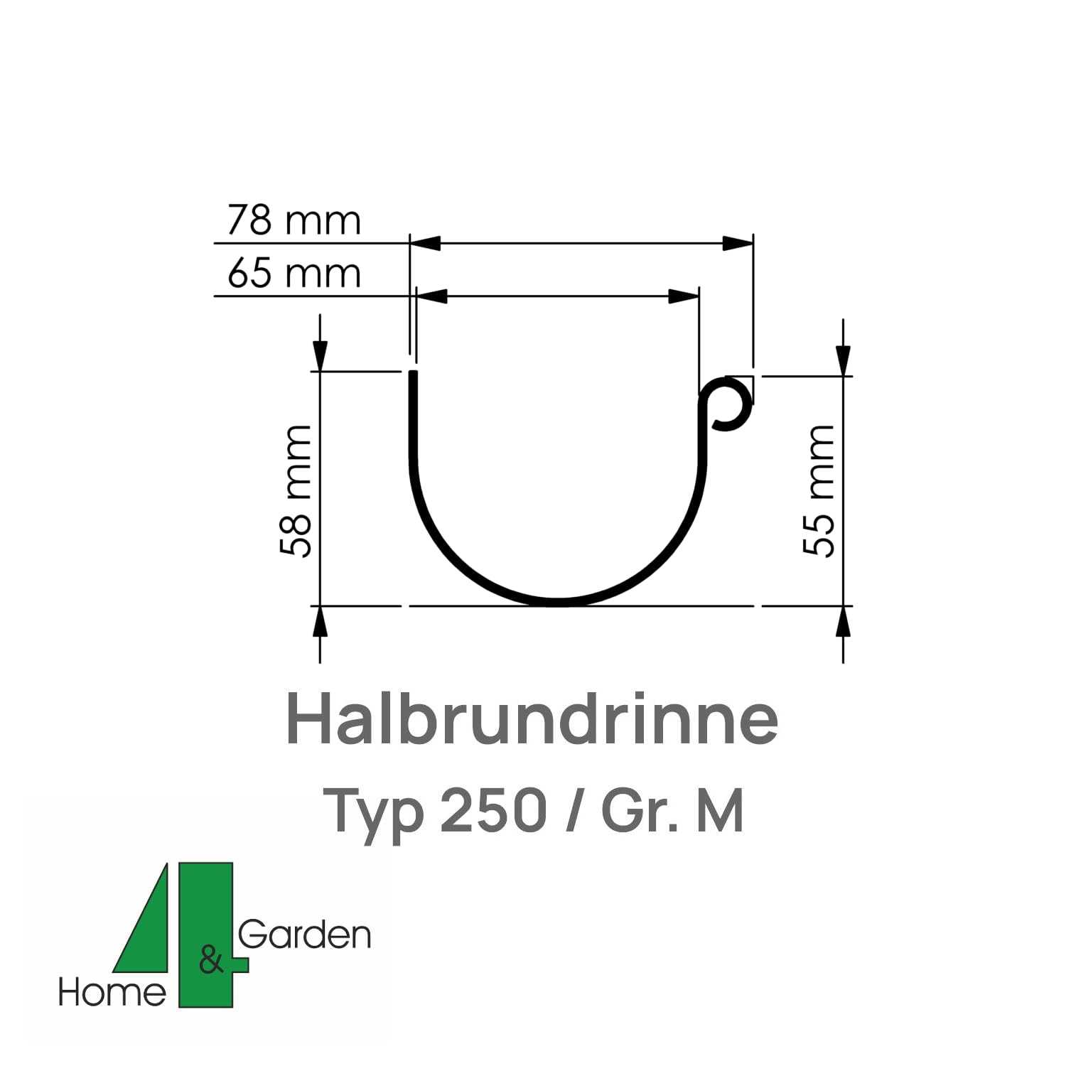 4 Home & Garden Dachrinnen Set Anthrazit | Flachdach Pultdach (1-Seite) bis 600cm | Halbrundrinne 65mm Kunststoff Fallrohr DN60 in 3 Farben | Regenrinnen Komplettset