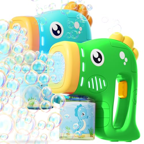 MicQutr Máquina de Pompas de Jabón, 2 Pistolas de Burbujas Automáticas para Niños, 10000+ Burbujas/Min, Juguete de Verano, Regalos para Fiestas, Aire Libre Bodas