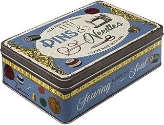 Nostalgic-Art Pins & Needles Sewing Box-Gift Idea for Nostalgia Fans, Tin with lid, Vintage Design, 2.5 l
