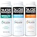 DUDE Body Powder Variety Pack, Tropic Breeze, Menthol Chill & Fragrance-Free 4 Ounce (3 Pack) Natural Deodorizers, Talc-Free Formula, Corn-Starch Based Daily Post-Shower Deodorizing Powder for Men