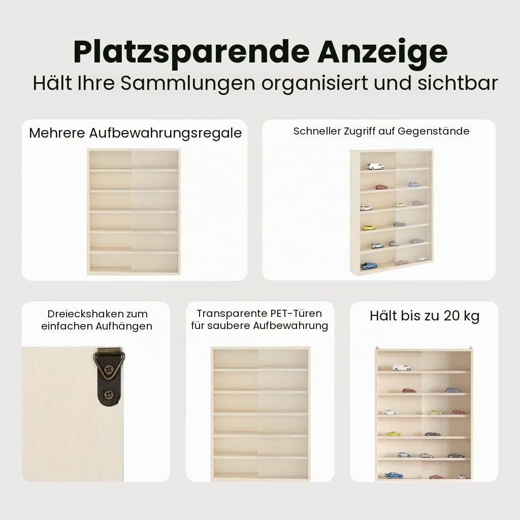 vidaXL Wanddisplay-Case mit Regal Beige 40 x 8,5 x 54 cm Sperrholz, Moderne, rechteckige Wandregal-Lösung für viel Stauraum, stilvoller transparenter Vitrinenschrank
