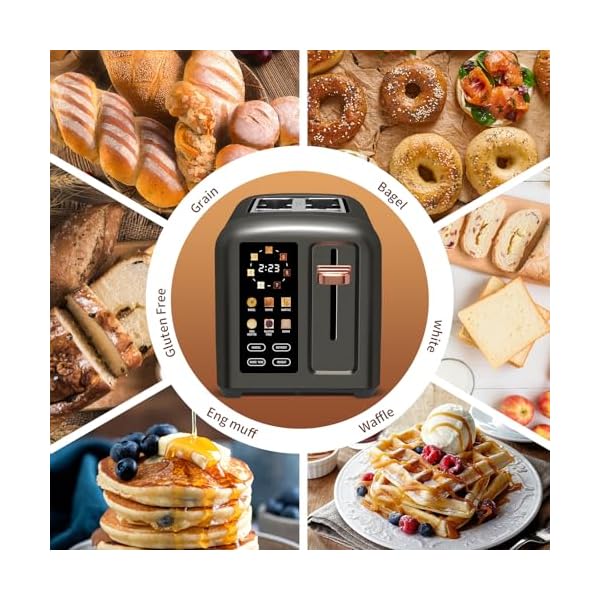   SEEDEEM-Toaster-2-Slice-Touch-Control-Stainless-Toaster-LCD-Display-50-Faster-Heating-Speed-14-Wide-Slots-More-Timer-Functions-Removable-Crumb-Tray-1350W-Dark-Metallic