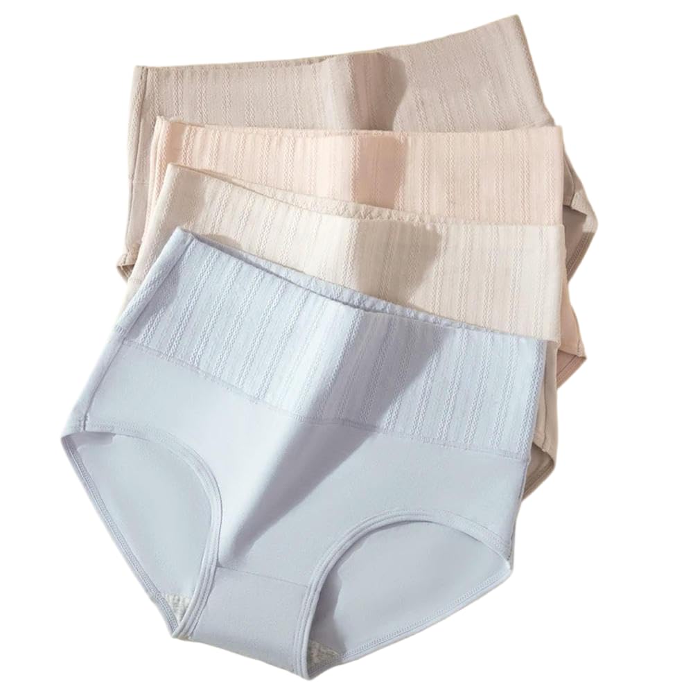 DYRBF - Bragas de algodón de cintura alta para mujer, ropa interior adelgazante, sin costuras, ropa interior sexy y transpirable para mujer, 4 piezas