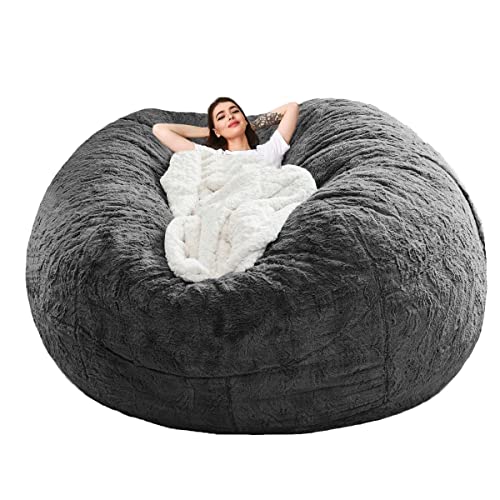 Halatua Bean Bag Sofa Cover (Dark Gray, 7FT(D180*H90cm) ONLY Cover)